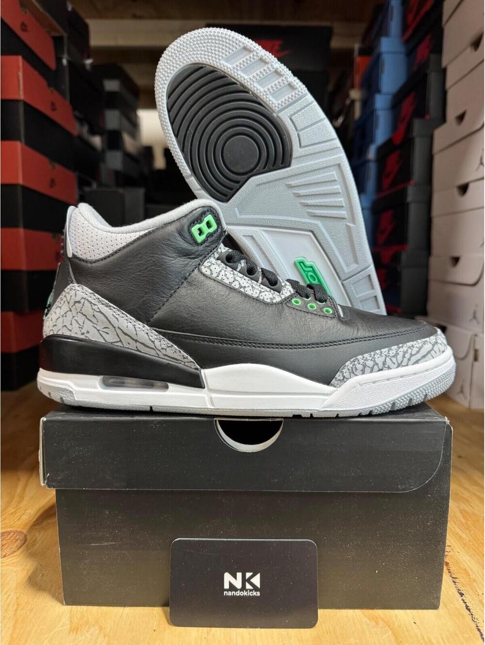 Air Jordan 3 Retro 'Green Glow' MENS SIZE 8